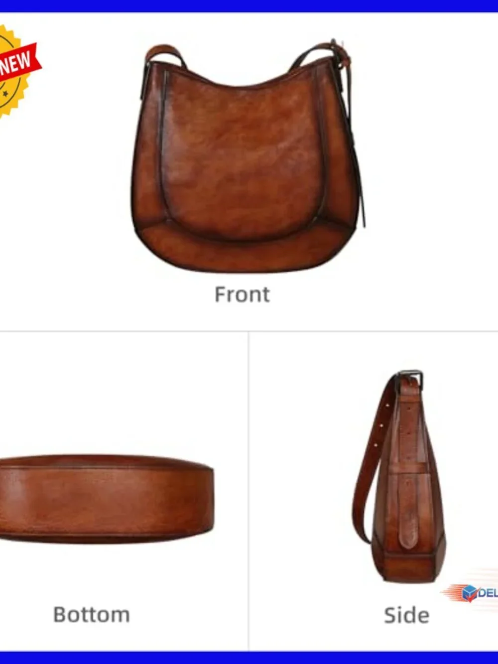 Genuine Leather Hobo Crossbody Bag with Adjustable Strap for Women